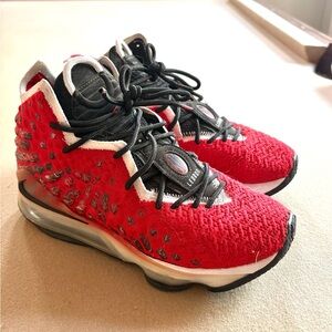 Nike LeBron Men's Stylish Red Sneakers - Size 7.5
